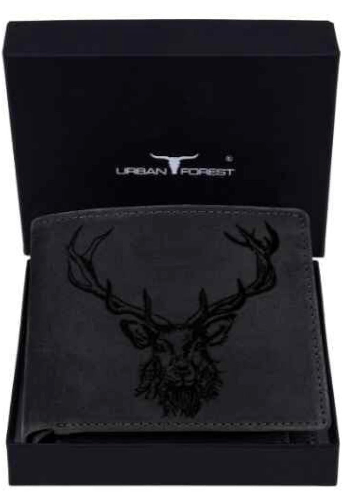 URBAN FOREST Matt Vintage Black Leather Wallet for Men