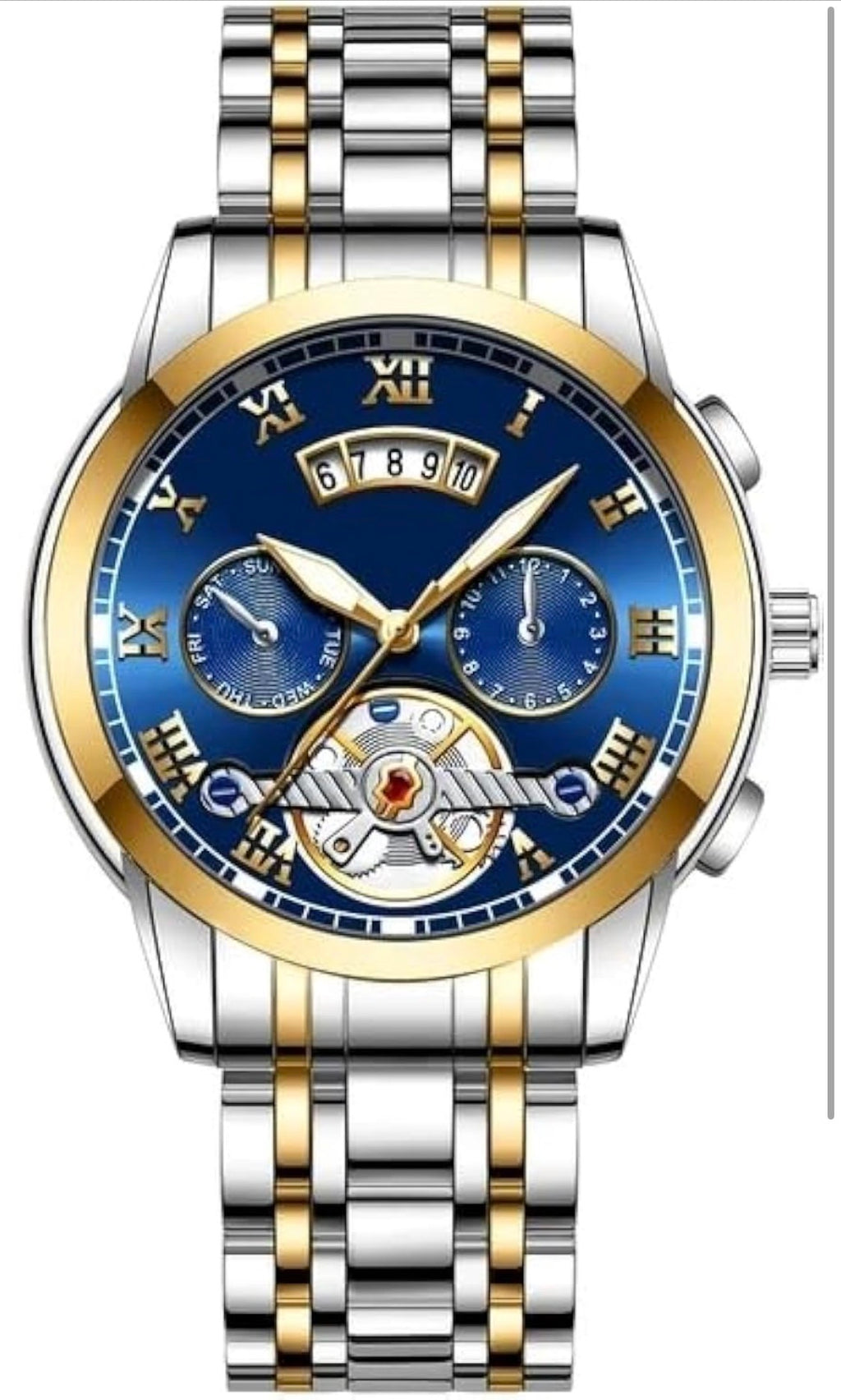 KITCONE Multicolour Dial Analogue Men's Wrist Watch with Date Calendar, Metal Case and Strap
