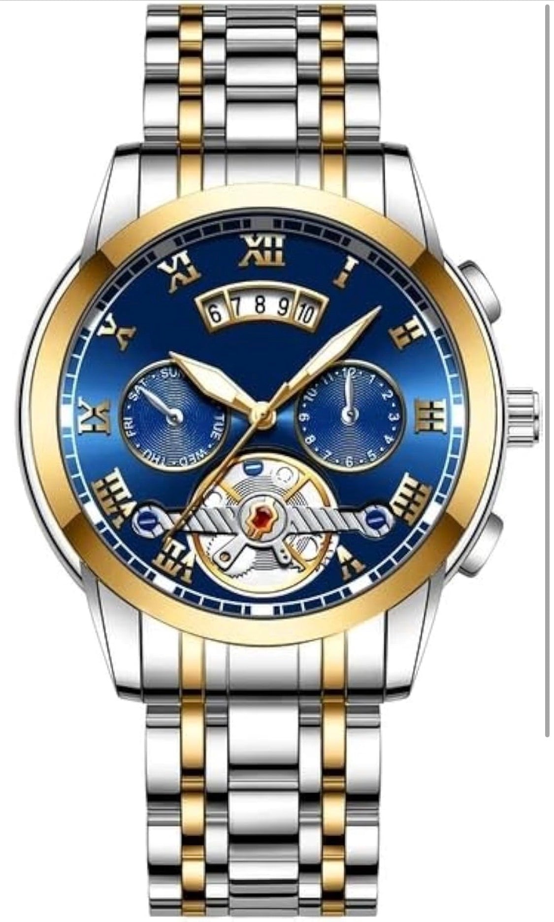 KITCONE Multicolour Dial Analogue Men's Wrist Watch with Date Calendar, Metal Case and Strap