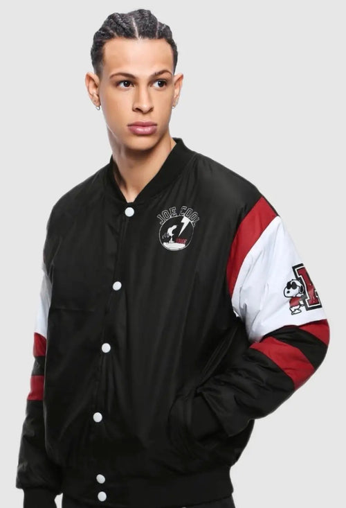 BEWAKOOF Men Peanuts Typography Oversized Fit Bomber Jacket