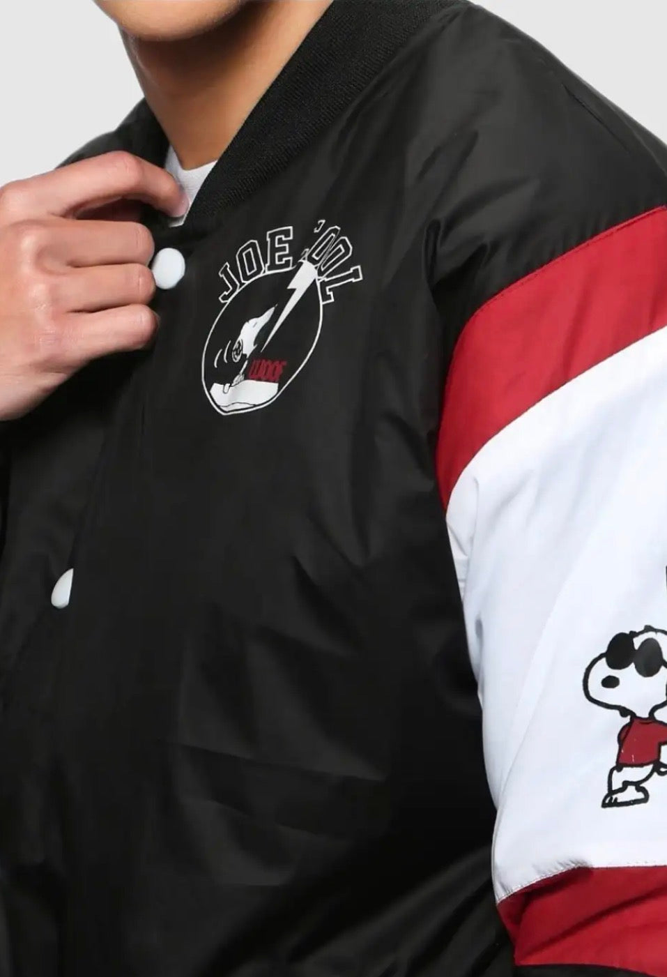 BEWAKOOF Men Peanuts Typography Oversized Fit Bomber Jacket