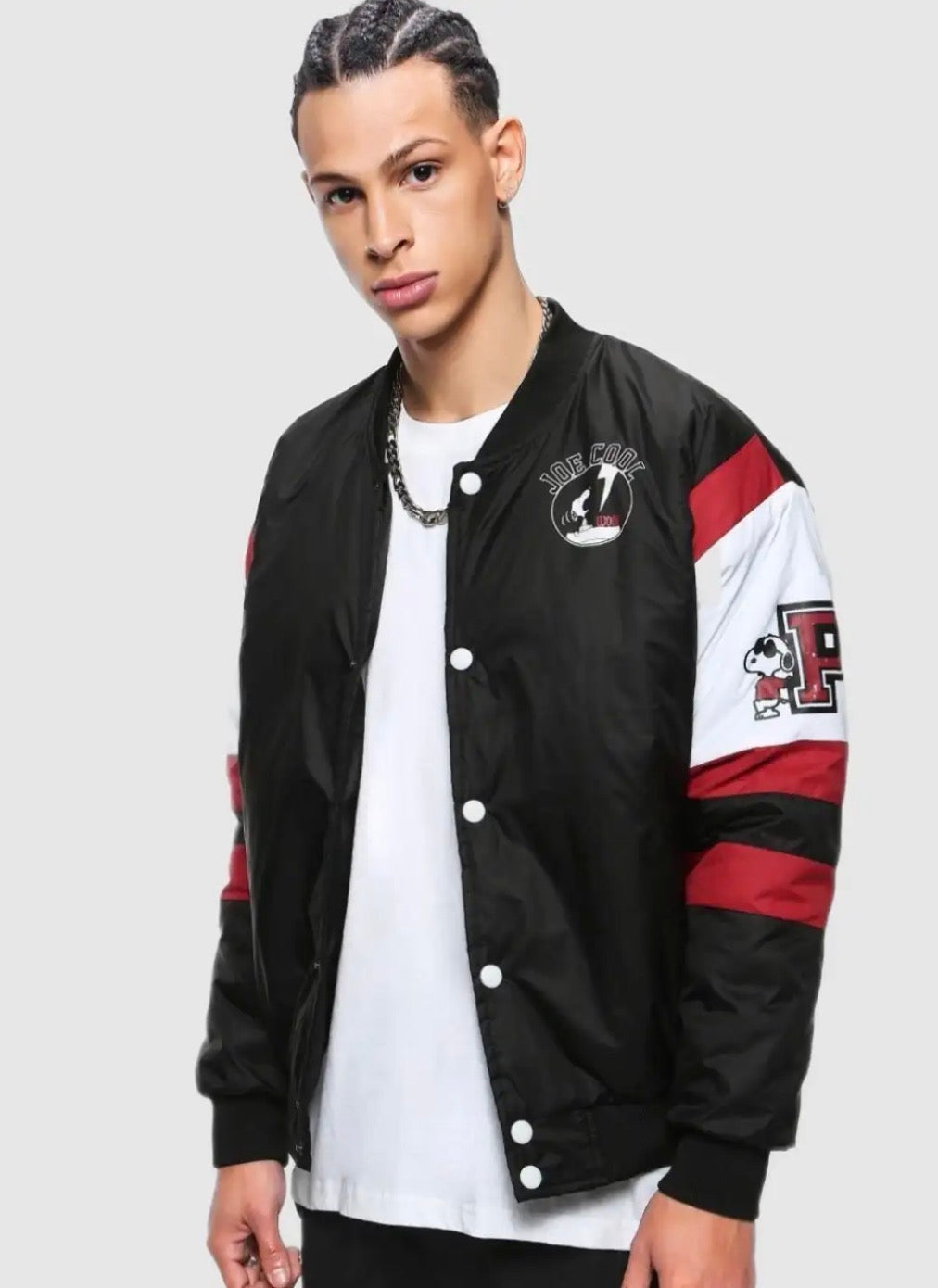 BEWAKOOF Men Peanuts Typography Oversized Fit Bomber Jacket