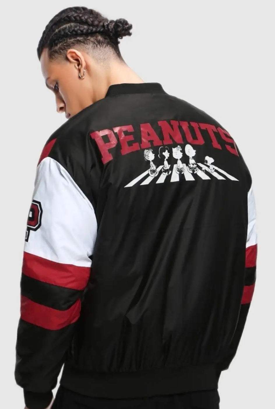 BEWAKOOF Men Peanuts Typography Oversized Fit Bomber Jacket