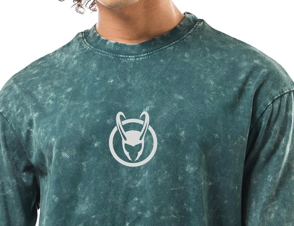 Bewakoof X Marvel Loki Men's Cotton Graphic Print Oversized Fit Half Sleeve Round Neck T-Shirt