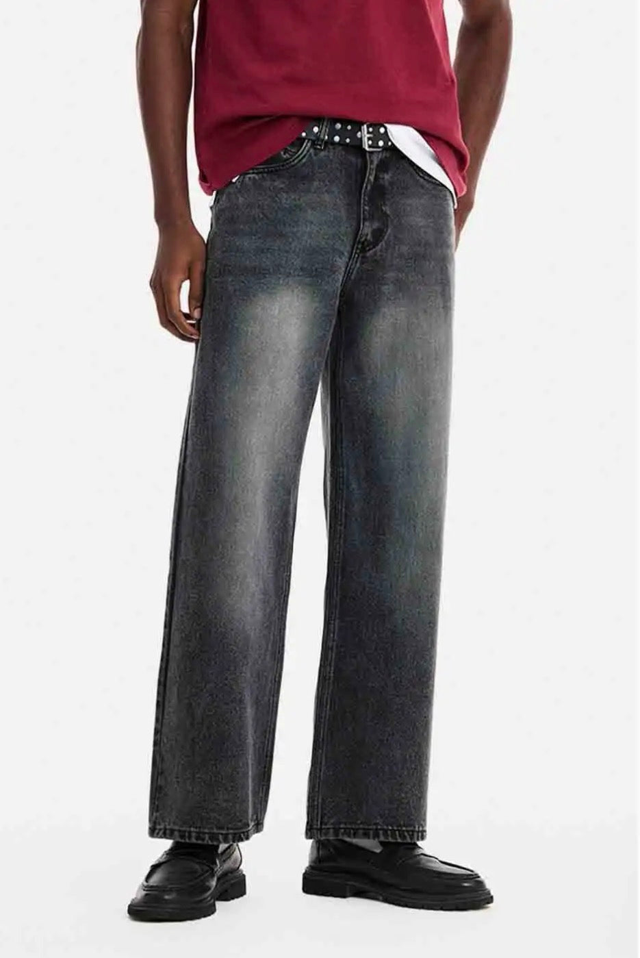 SNITCH Men Stone Washed Baggy Jeans