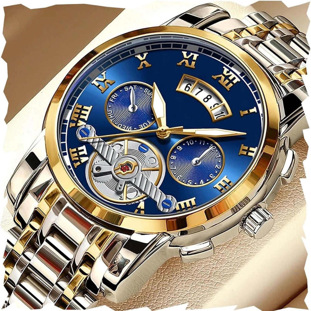 KITCONE Multicolour Dial Analogue Men's Wrist Watch with Date Calendar, Metal Case and Strap