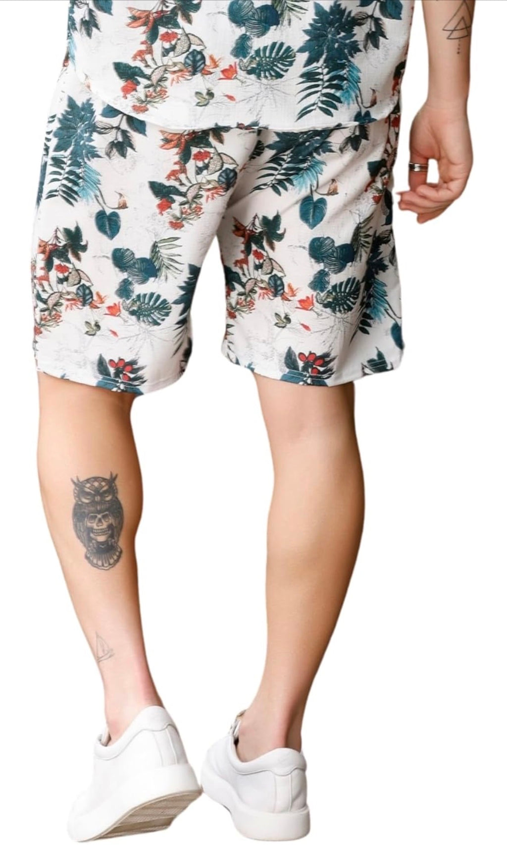 Zilcon Men's Casual Shorts Printed Fabric Drawstring Summer Beach Shorts
