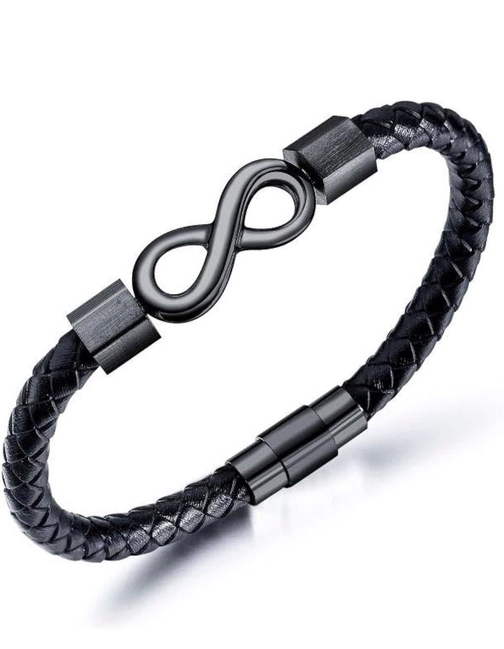 Nakabh Titanium Steel Vegan Leather Micro Insert Bracelet for Men & Boys