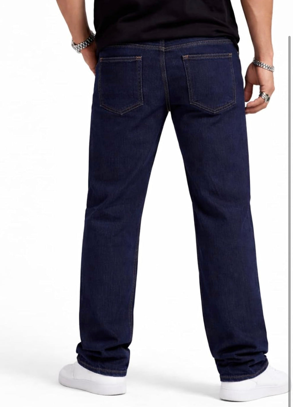 Premium Men's Dark Blue Loose Fit Printed Jeans