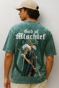 Bewakoof X Marvel Loki Men's Cotton Graphic Print Oversized Fit Half Sleeve Round Neck T-Shirt