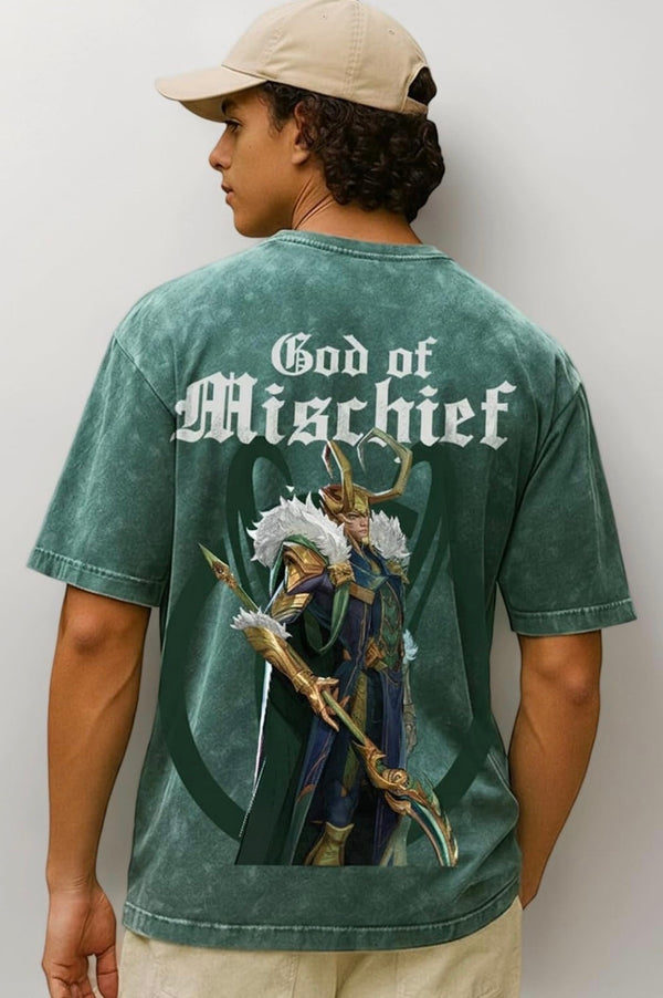 Bewakoof X Marvel Loki Men's Cotton Graphic Print Oversized Fit Half Sleeve Round Neck T-Shirt
