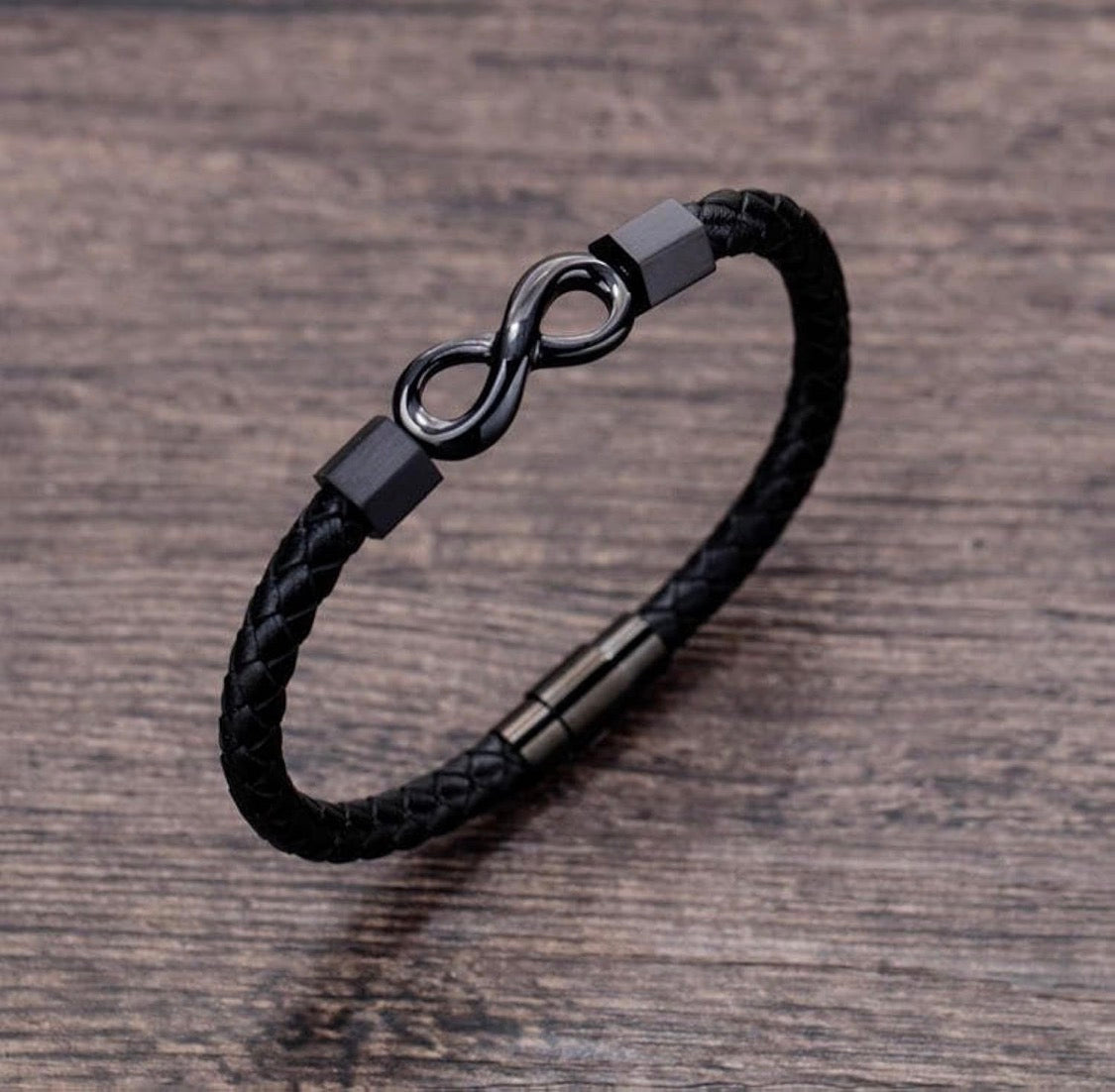 Nakabh Titanium Steel Vegan Leather Micro Insert Bracelet for Men & Boys