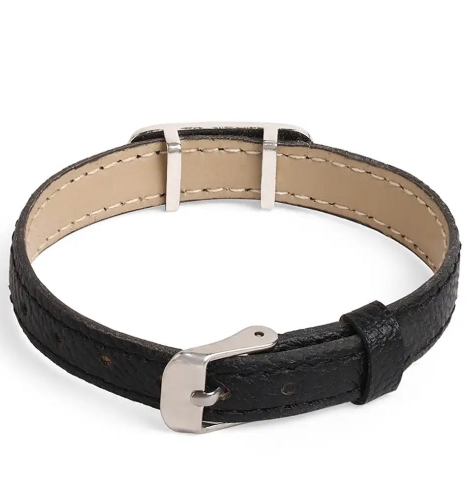 MINUTIAE Men Silver Plated Crystals Wraparound Bracelet