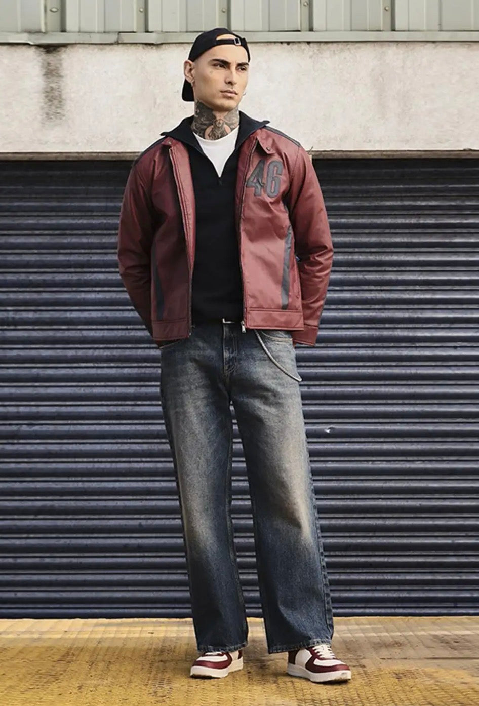 SNITCH Men Zip-Front Oversized Fit Jacket