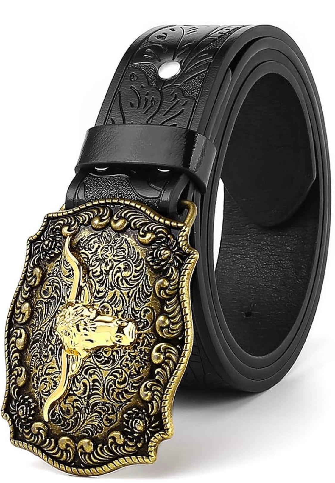 GUSTAVE® Belts for Men Western Cowboy PU Leather Men Belt