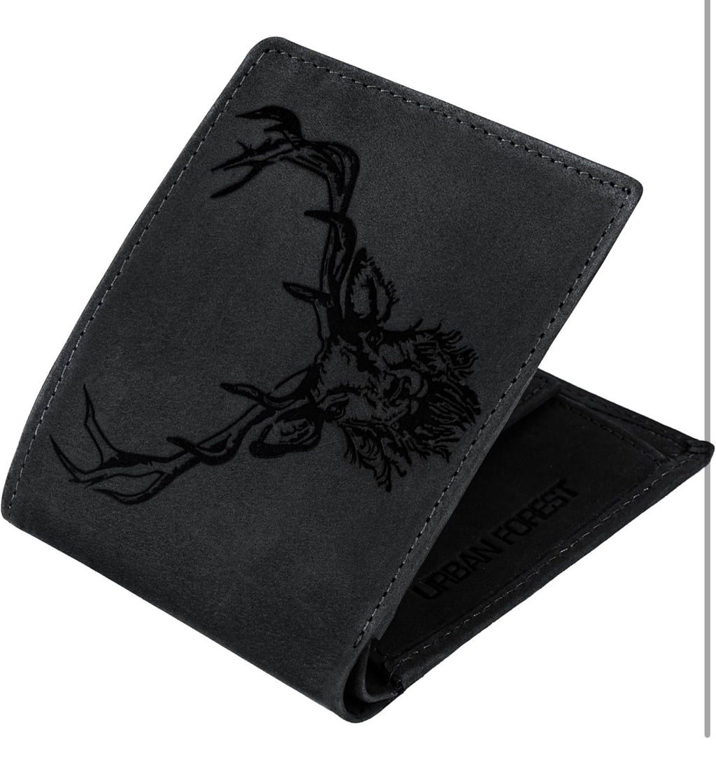 URBAN FOREST Matt Vintage Black Leather Wallet for Men
