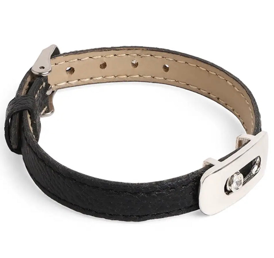 MINUTIAE Men Silver Plated Crystals Wraparound Bracelet