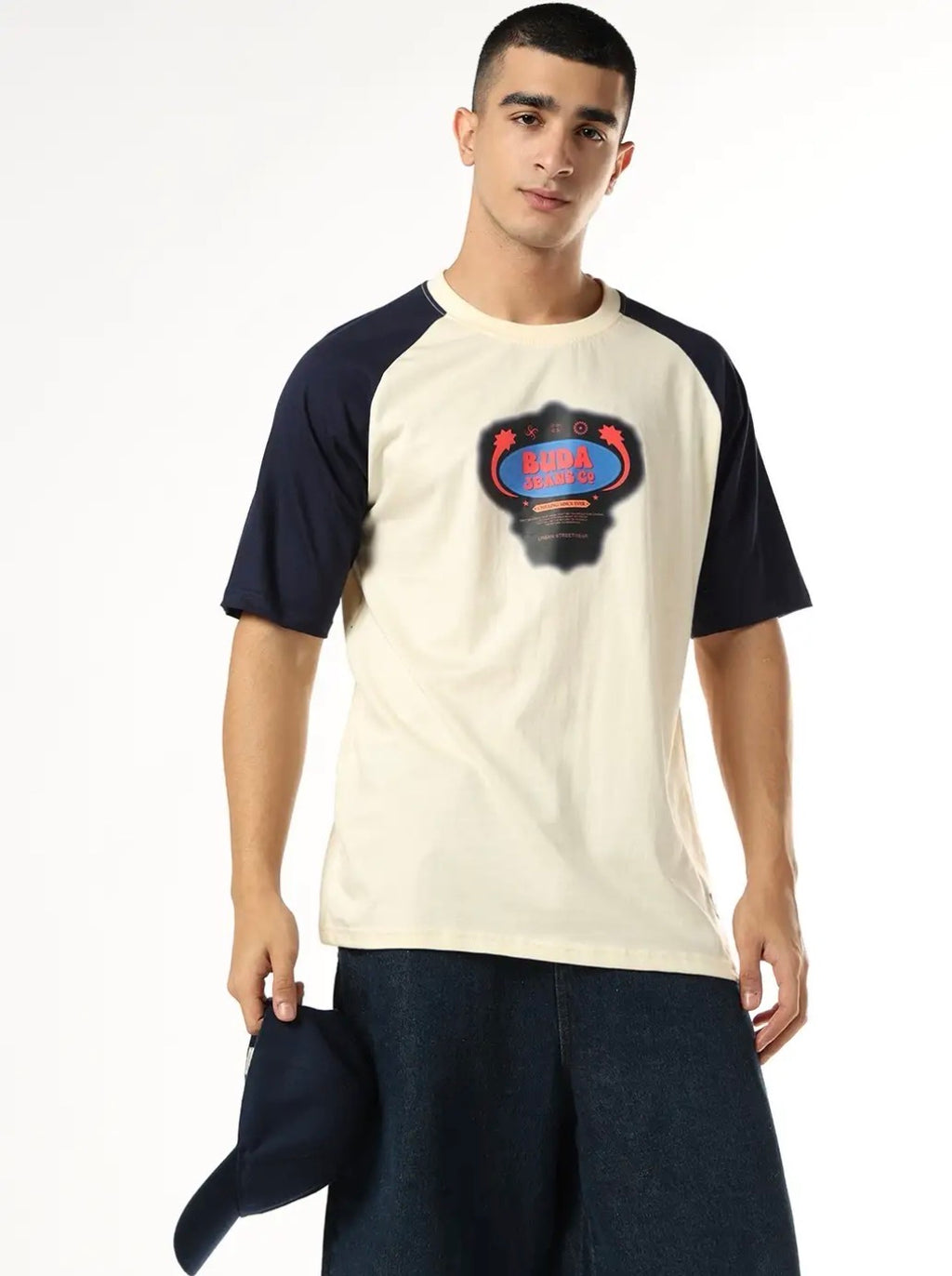 BUDA JEANS CO Colourblock Loose Fit Crew-Neck T-Shirt