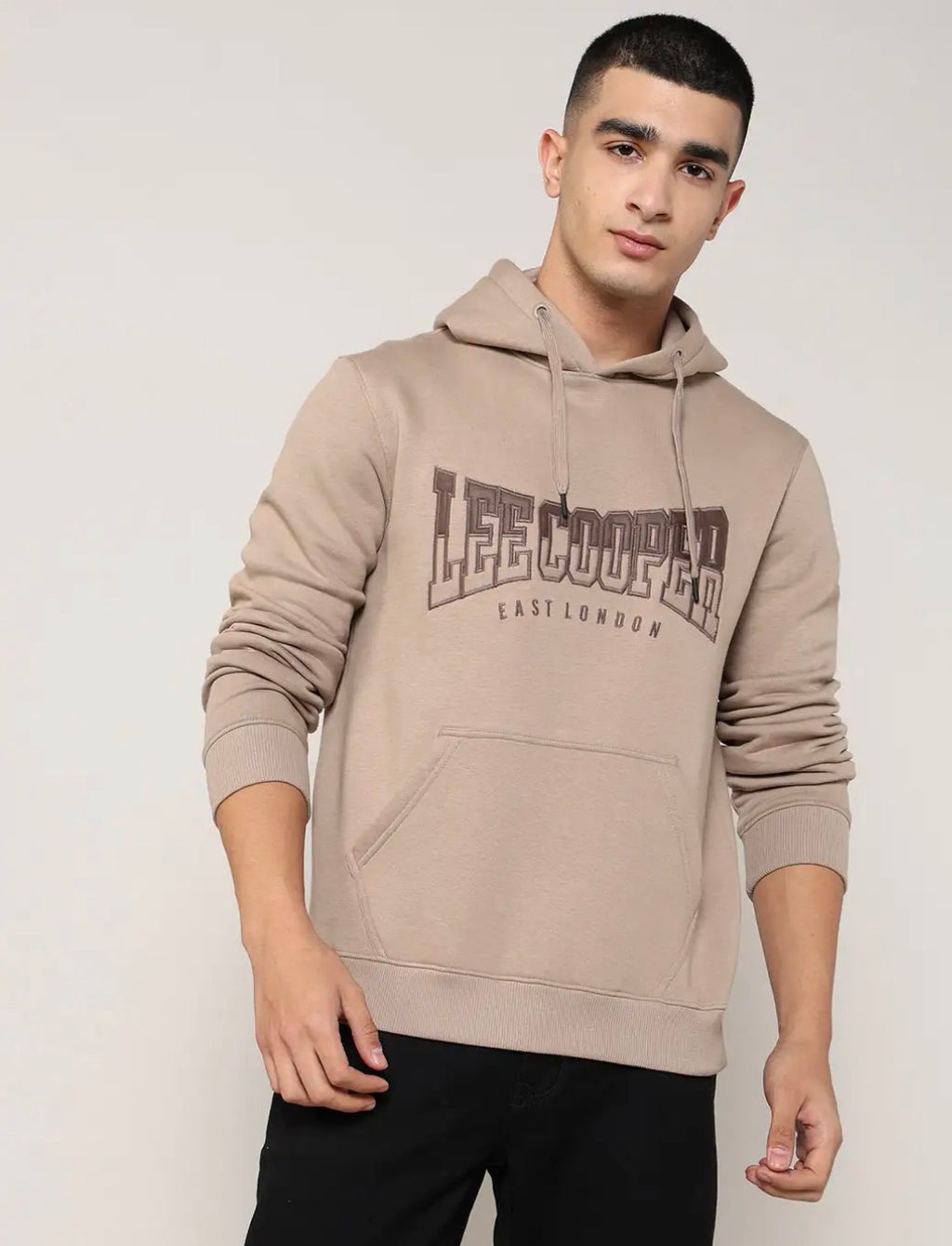 LEE COOPER Men Brand Embroidered Relaxed Fit Hoodie