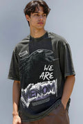 Bewakoof X Marvel Venom Men's 100% Cotton Graphic Print Oversized Fit Half Sleeve Round Neck T-Shirt