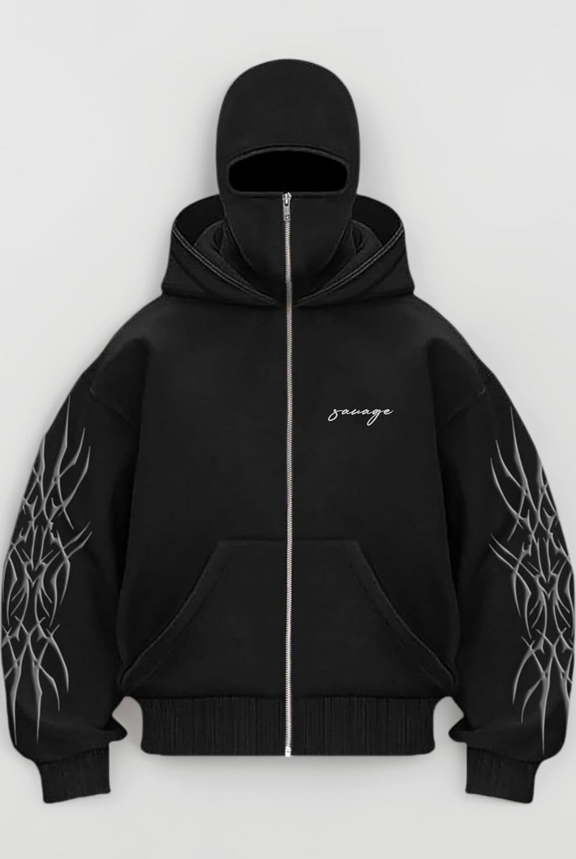BE SAVAGE Ninja Balaclava Zipper Hoodie Zipper Jacket for Men Winterwear Jackets for Men