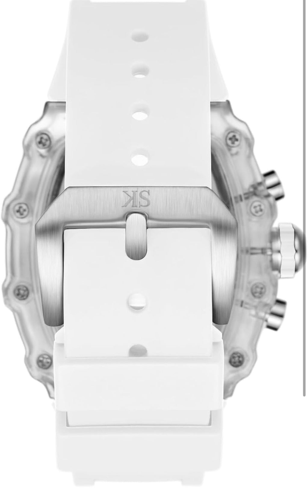 Kenneth Scott Gents's Watch, Multi Function Display and Silicone Strap Strap - K25103-ZSWI, White