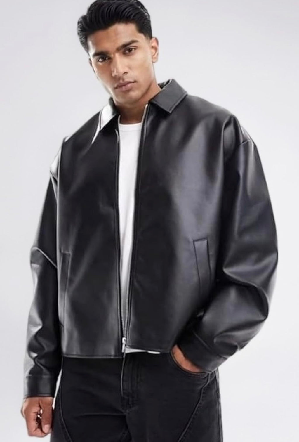 Faux Leather Oversized Coach Jacket