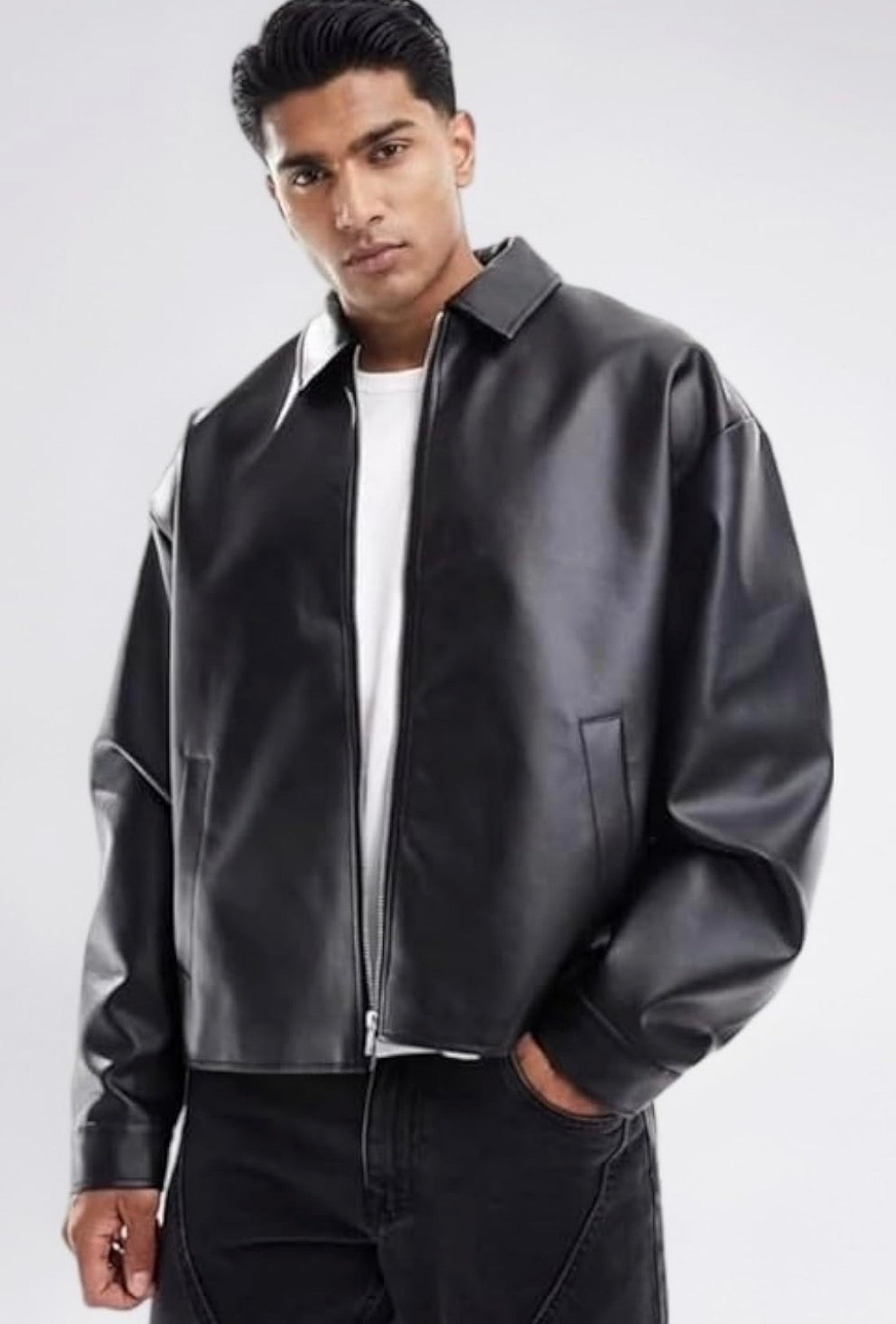 Faux Leather Oversized Coach Jacket