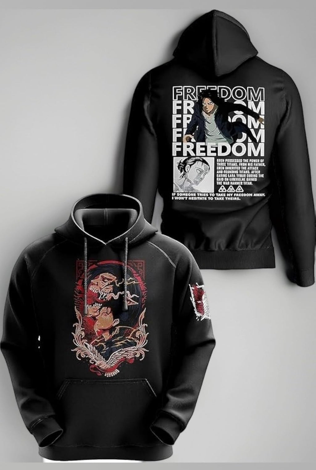 Fuda Eren Yeager X Freedom Cotton Anime Printed Hoodies