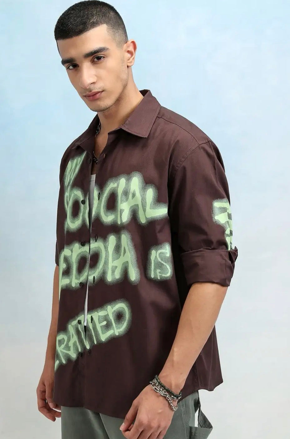 HIGHLANDER Men Typographic Print Slim Fit Shirt